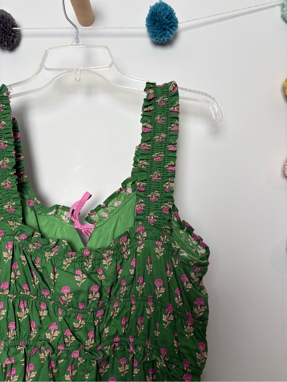 Entro The Francie Green and Pink Floral Mid Dress - Picture 5 of 6